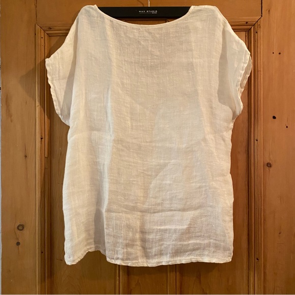 FLAX linen t shirt white wm sz S NWOT - Picture 3 of 5